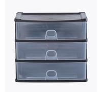 Wham Organise 3 Drawer Medium Plastic Storage Unit | 3 x Deep Drawers | Slimline Design | Ideal for Office, School & Home Storage | Fits A4 | Made in UK
