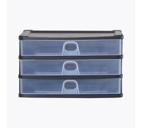 Wham Organise 3 Drawer Medium Plastic Storage Unit | 3 x Shallow Drawers | Slimline Design | Ideal for Office, School & Home Storage | Fits A4 | Made in UK