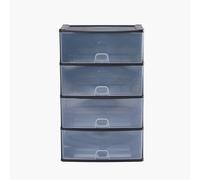 Wham Organise 4 Drawer Large Plastic Storage Unit | 4 x Deep Drawers | Slimline Design | Ideal for Office, School & Home Storage | Made in UK