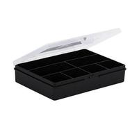Wham 2.01 19cm 7 Division Plastic Organiser Storage Box Black With Clear Lid