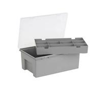 Wham 3.04.01 Plastic Organiser Deep Storage Box & 8 Division Tray, 29cm - Upcycled Grey/Clear