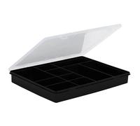 Wham 5.01 10 Division 38cm Plastic Craft DIY Tool Storage Organiser Box Black Clear Lid