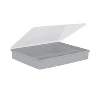 Wham 5.03 38cm 5 Division Plastic A4 Sheet Desk Organiser Storgage Box Upcycled Soft Grey/Clear