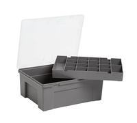 Wham 5.04.01 38cm Plastic Organiser Box with 19 Division Tray, Soft Grey