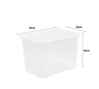Wham Pack of 2 Crystal Storage Boxes with Lids Plastic 80L Clear 80L Made i