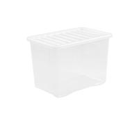 Wham Pack of 2 Crystal Storage Boxes with Lids, Plastic, 80L, Clear, 80L, Made in UK Rectangular Storage Boxes 60 x 40 x 42cm