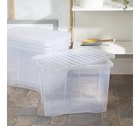Wham Pack of 5 Crystal Box with Lid - 80 Litres - 60 x 40 x 42 cm - Transparent