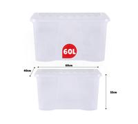 Wham 14025 Storage Box & Lid 60 L Clear 60X40X33 CM Toy Box