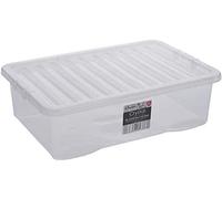 Wham Plastic Under Bed Stackable Storage Box Container Clear with Clip Lid 32LPE