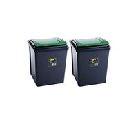 Wham Recycle It Large Flip Lid Red, Green, Or Yellow Bin & Lid 50 Litre (2 Bins, Green)