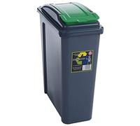 Wham Recycle It Slimline Bin & Lid Multi-purpose Storage Container 25 Litre (Green, 1 Bin)