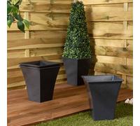 Wham Set 4 Metallic 23cm Square Planter Slate, Black