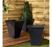 Wham Set 4 Metallica 28Cm Square Plastic Planter Slate