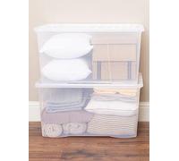 Wham Set Of 2 Clear Crystal Plastic Storage Boxes One Colour