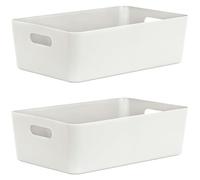 WHAM Set of 2 Snow White Studio Textured 17.01 40cm Studio Baskets | A4 Size