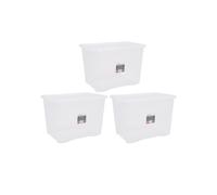 Wham Set Of 3 80 Litre Plastic Storage Boxes Clear