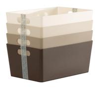 Wham Set of 4 Natural Tone Studio Textured 4.02 25.5cm Rectangular Studio Baskets