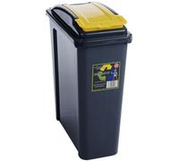 Wham Slimline Plastic Recycling Bin Black/yellow (One Size)