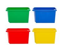 Wham Stack & Store 4 X 30L Plastic Storage Boxes Mixed Colours, Multi