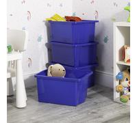 Wham Stack & Store 4 X 35L Plastic Storage Boxes Blue, Blue