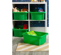 Wham Stack & Store 4 X 16L Plastic Storage Boxes Green, Green