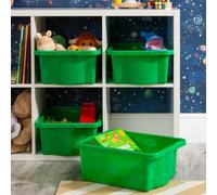 Wham Stack & Store 4X 16L Plastic Storage Boxes. Ideal For Toys, Classrooms & Playrooms. Integrated Handles. Green