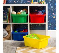 Wham Stack & Store 4 x 16L Plastic Storage Boxes | Ideal for Toys, Classrooms & Playrooms | Stackable & Nestable | Integrated Handles | Made in UK - Mixed Colours