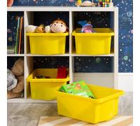 Wham Stack & Store 4 X 16L Plastic Storage Boxes Yellow, Yellow