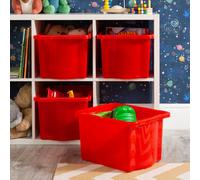 Wham Stack & Store 4X 24L Plastic Storage Boxes. Ideal For Toys, Classrooms & Playrooms. Integrated Handles. Red