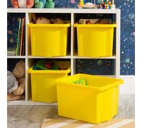 Wham Stack & Store 4 X 24L Plastic Storage Boxes Yellow, Yellow