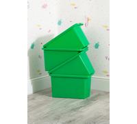 Wham Stack & Store 4 X 30L Plastic Storage Boxes Green, Green