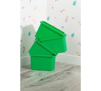Wham Stack & Store, Pack 4 35L Green Plastic Storage Organisation Boxes, Integrated Handles, Strong, Stackable/Nestable, Home, Office, Classroom, Playroom, Toys, L48 x W38 x H26cm