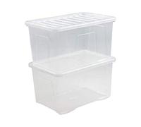 Wham Storage Boxes 60L Stackable Containers With Clip Lid Pack Of 1, Conveniently Store Your Household Items Like Toys (1, 60)