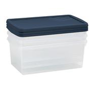 Wham 13129 Wham 9 Litre Box Storage Boxes Set of 3 Polypropylene Transparent Clear