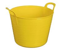 WHAM Strong Large Round Flexible Plastic Storage Tub Bucket Basket with Handles Litre - Yellow - Medium