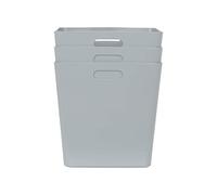Wham Studio 3 x 18L Deep Rectangular Plastic Storage Baskets | Ideal for Kitchens, Bathrooms, Stationery & More | Easy Access Integrated Handles | Made in the UK - Cool Grey