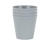 Wham Studio 4 x 21cm Round Plastic Planters | Ideal for Home, Office, Kitchens, Bathrooms, Gardens | Suitable for Indoor & Outdoor Use | Made in the UK - Cool Grey