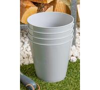 Wham Studio 4x 16cm Plastic Flower Pot Planters in Grey | Size: 4x 16 cm Wham Grey 4x 16 cm