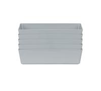 Wham Studio 5 x 2L Rectangular Plastic Storage Baskets | Ideal for Kitchens, Bathrooms, Stationery & More | Easy Access Integrated Handles | Made in the UK - Cool Grey