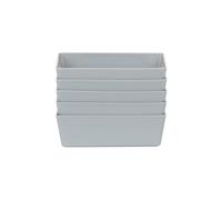 Wham 5X Plastic Studio Basket 3.01 Rectangular Home & Office Storage Basket, 16.5 X 12 X 5Cm, 770Ml (Cool Grey)