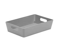 Wham Studio High Polished Finish Gloss Cool Grey Plastic Nestable Storage Basket (H)6Cm (W)17Cm (D)17Cm