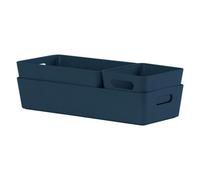 Wham Studio Gloss Blue Plastic Medium Nestable Storage Basket (H)10Cm (W)12.5Cm (D)30Cm, Set Of 3