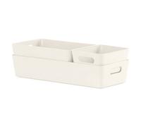 Wham Studio Gloss Cream Plastic Medium Nestable Storage Basket (H)10Cm (W)12.5Cm (D)30Cm, Set Of 3