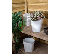 Wham Studio Set 4 16cm Round Plastic Planter in White Wham White