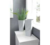 Wham Studio Set of 3 16cm Tall Square Plastic Planter Plant Pots in Grey Wham Grey
