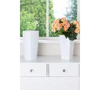 Wham Studio Set of 3 16cm Tall Square Plastic Planter Plant Pots in White Wham White