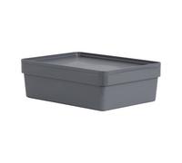 Wham Studio Stack Matt Dark Grey Plastic Stackable Storage Basket (H)12Cm (W)26Cm (D)26Cm