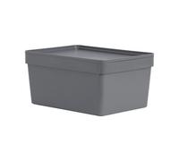 Wham Studio Stack Matt Dark Grey Plastic Stackable Storage Basket (H)18Cm (W)26Cm (D)26Cm