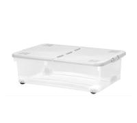 Underbed Storage Box WHAM Wheeled Clear Plastic Toy Drawer w. Lid 60cm 32L