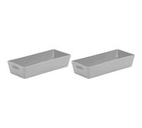 Wham Versatile Plastic Rectangular Studio Basket 2.01 (Grey, 2 Baskets)
